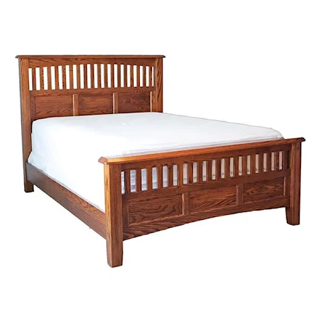 Queen Bed with Panel Headboard and Footboard with Slats